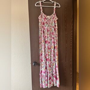Lovestitch Nicolette Lace-Up Pink Floral Dress